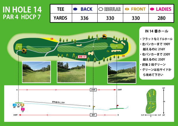 麗澤瑞浪ゴルフ倶楽部 高原コース （旧 瑞浪高原ゴルフ倶楽部 東西コース） IN14番ホール コース図