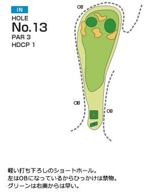 ローレルバレイカントリークラブ IN13番ホール コース図
