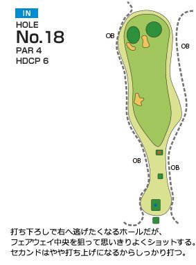 ローレルバレイカントリークラブ IN18番ホール コース図