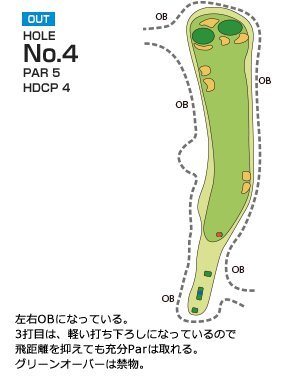 ローレルバレイカントリークラブ OUT4番ホール コース図