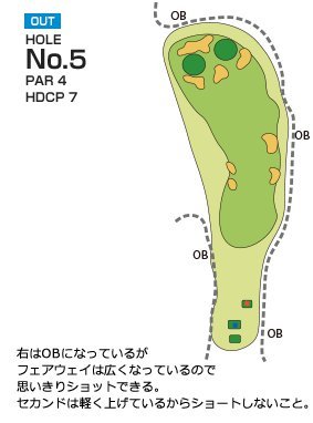 ローレルバレイカントリークラブ OUT5番ホール コース図