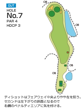 ローレルバレイカントリークラブ OUT7番ホール コース図