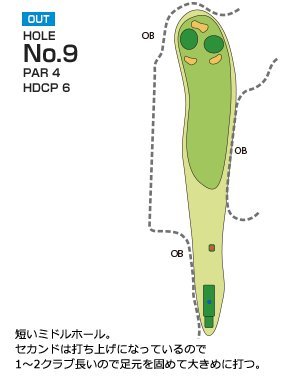 ローレルバレイカントリークラブ OUT9番ホール コース図