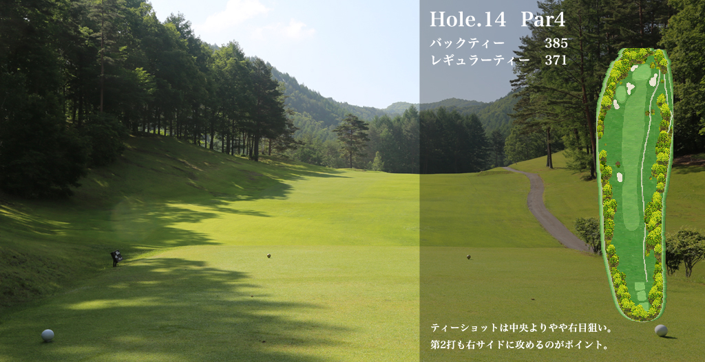木曽カントリー倶楽部 IN14番ホール コース図