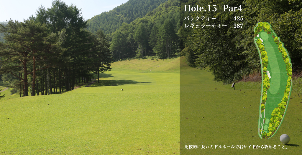 木曽カントリー倶楽部 IN15番ホール コース図