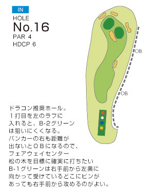 滋賀ゴルフ倶楽部 IN16番ホール コース図