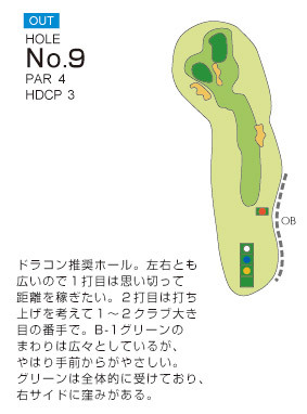 滋賀ゴルフ倶楽部 OUT9番ホール コース図
