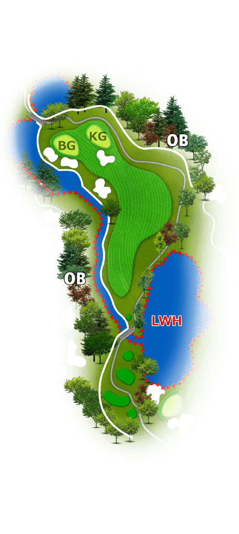 オールドレイクゴルフ倶楽部 LAKE16番ホール コース図