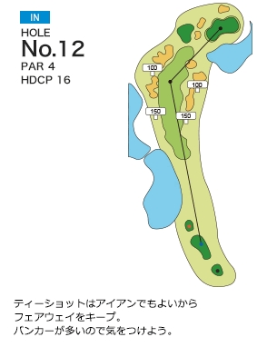 富貴ゴルフ倶楽部 IN12番ホール コース図