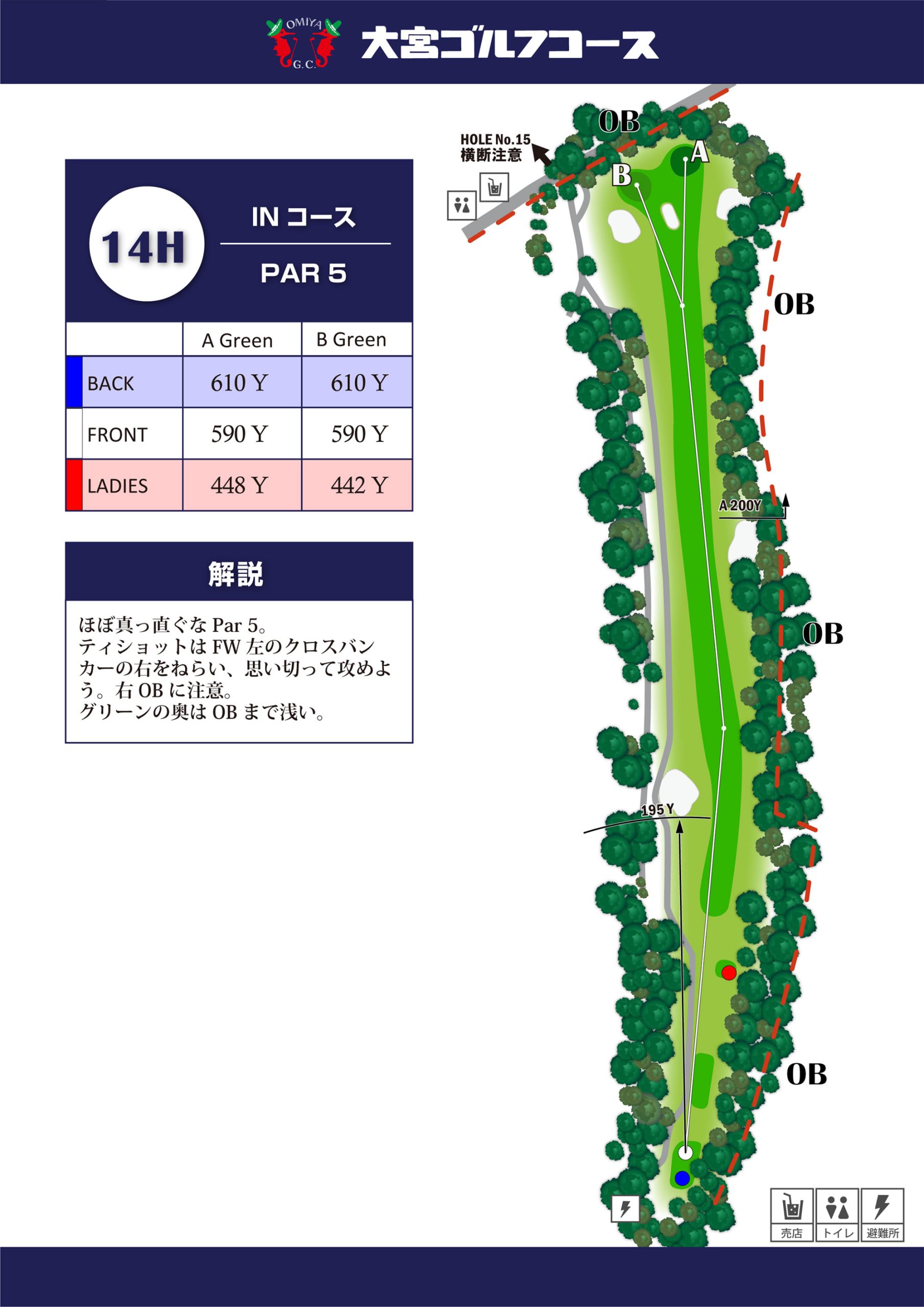 大宮ゴルフコース IN14番ホール コース図