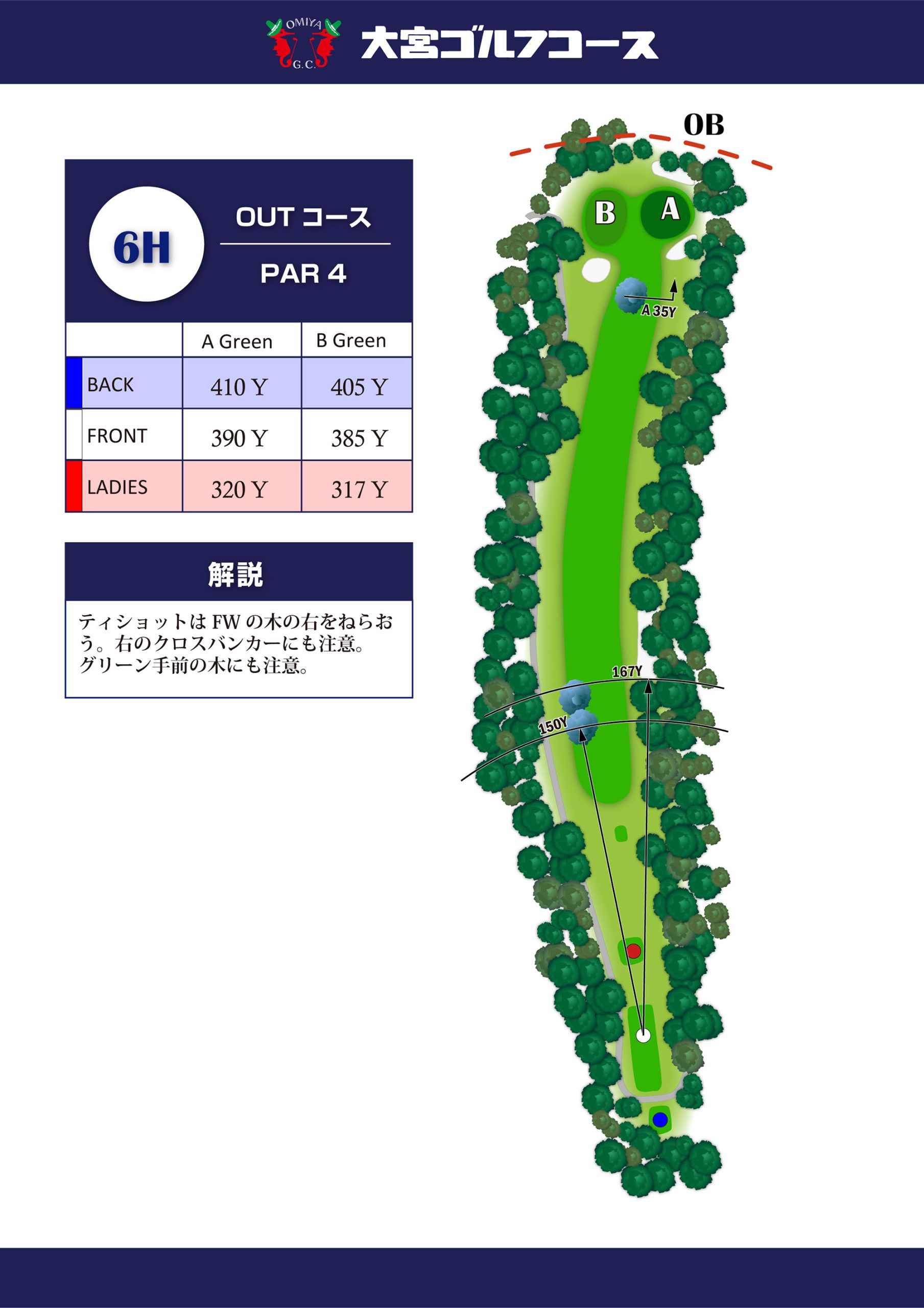 大宮ゴルフコース OUT6番ホール コース図