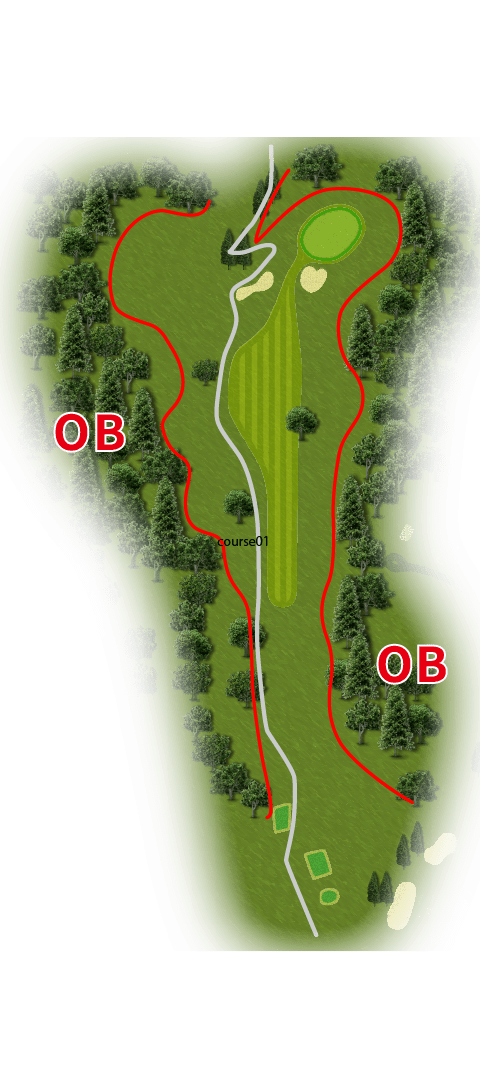 滝のカントリークラブ 東1番ホール コース図