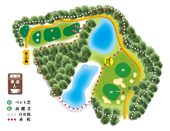 ロイヤル高松カントリークラブ IN14番ホール コース図