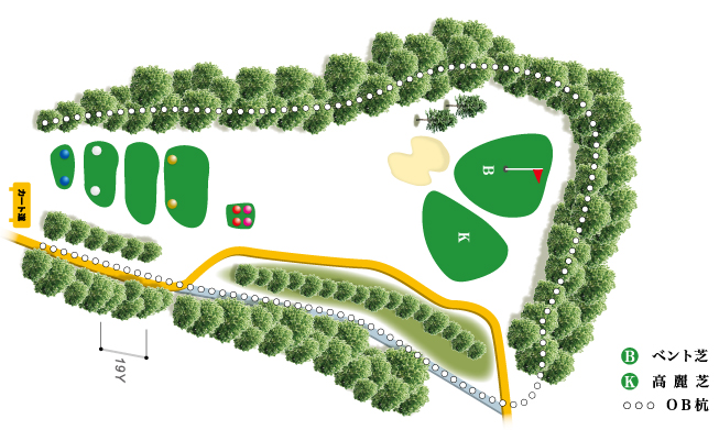 ロイヤル高松カントリークラブ OUT3番ホール コース図