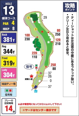 みとゴルフ倶楽部（愛知県） IN13番ホール コース図