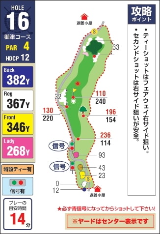 みとゴルフ倶楽部（愛知県） IN16番ホール コース図