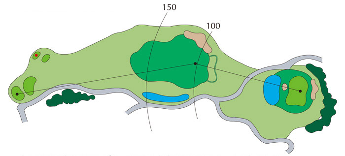 パインフラットゴルフクラブ OUT6番ホール コース図