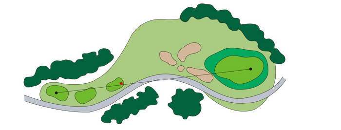 パインフラットゴルフクラブ OUT8番ホール コース図