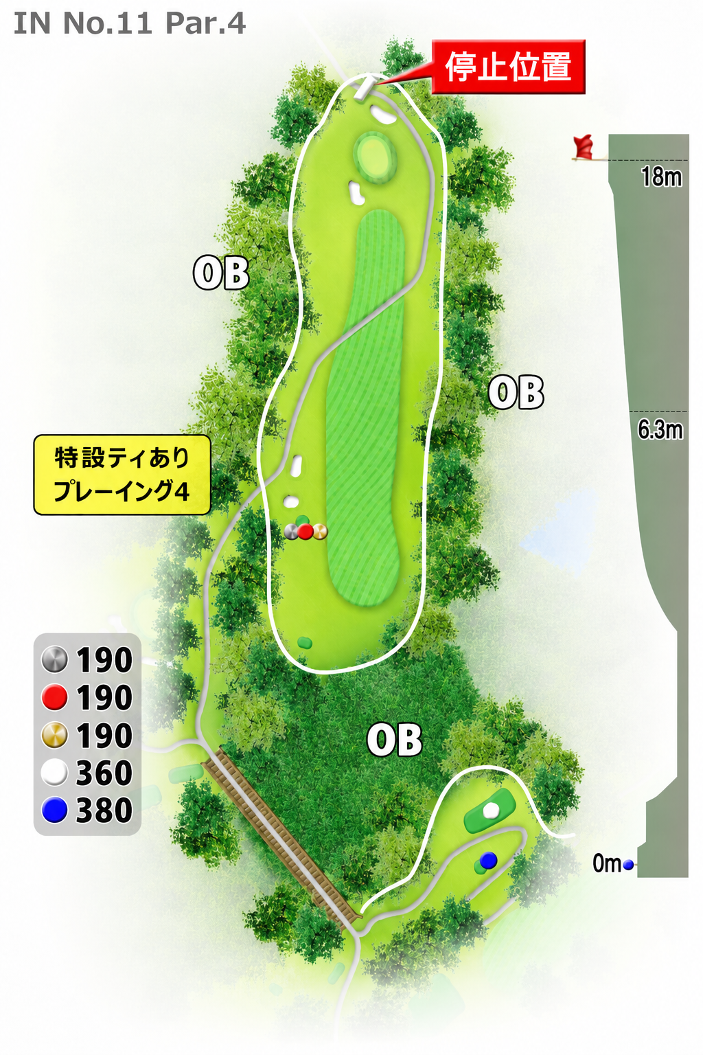 高松カントリー倶楽部 IN11番ホール コース図