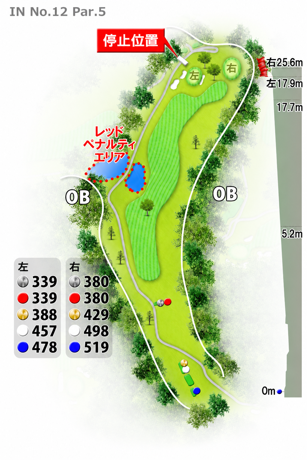 高松カントリー倶楽部 IN12番ホール コース図