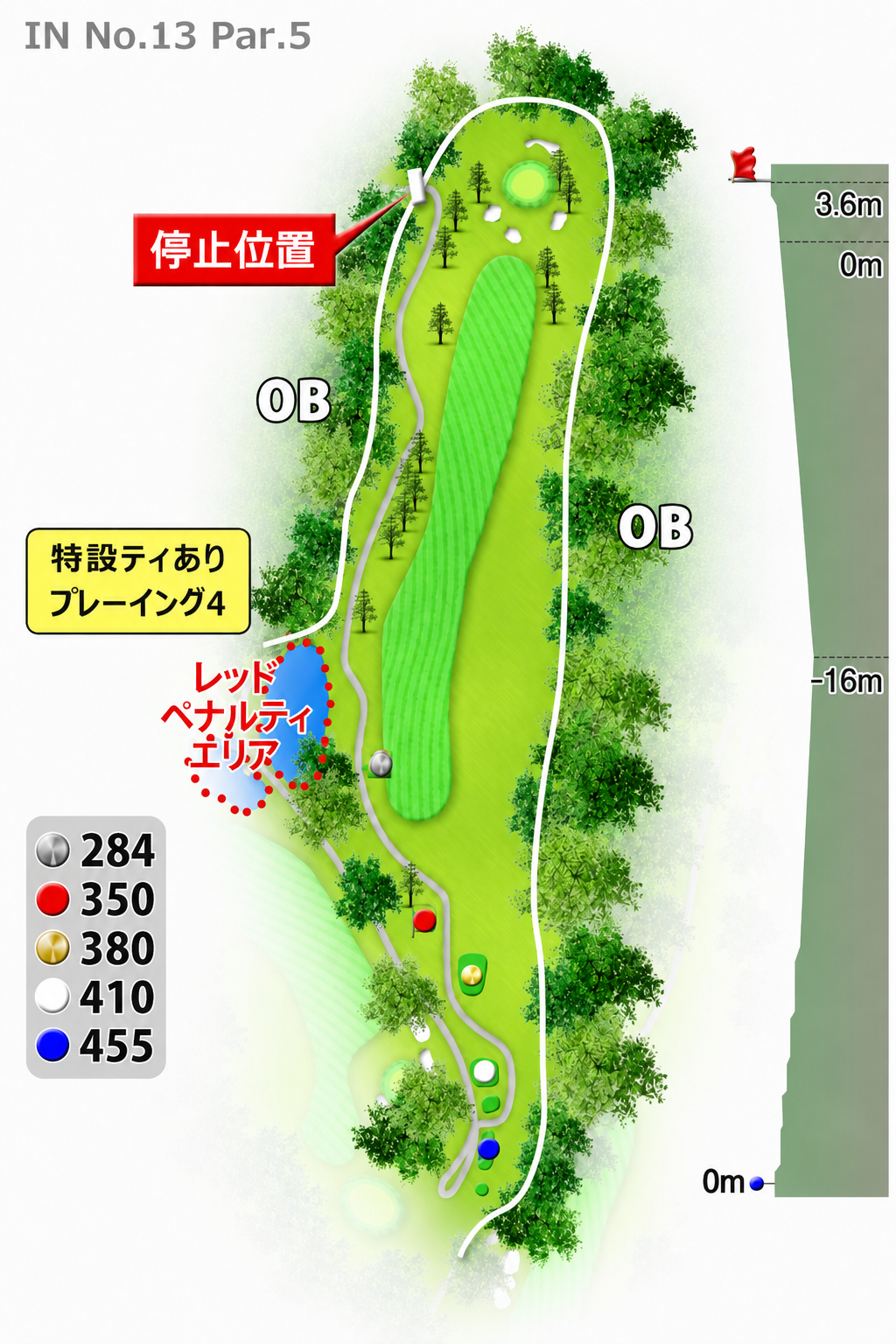 高松カントリー倶楽部 IN13番ホール コース図