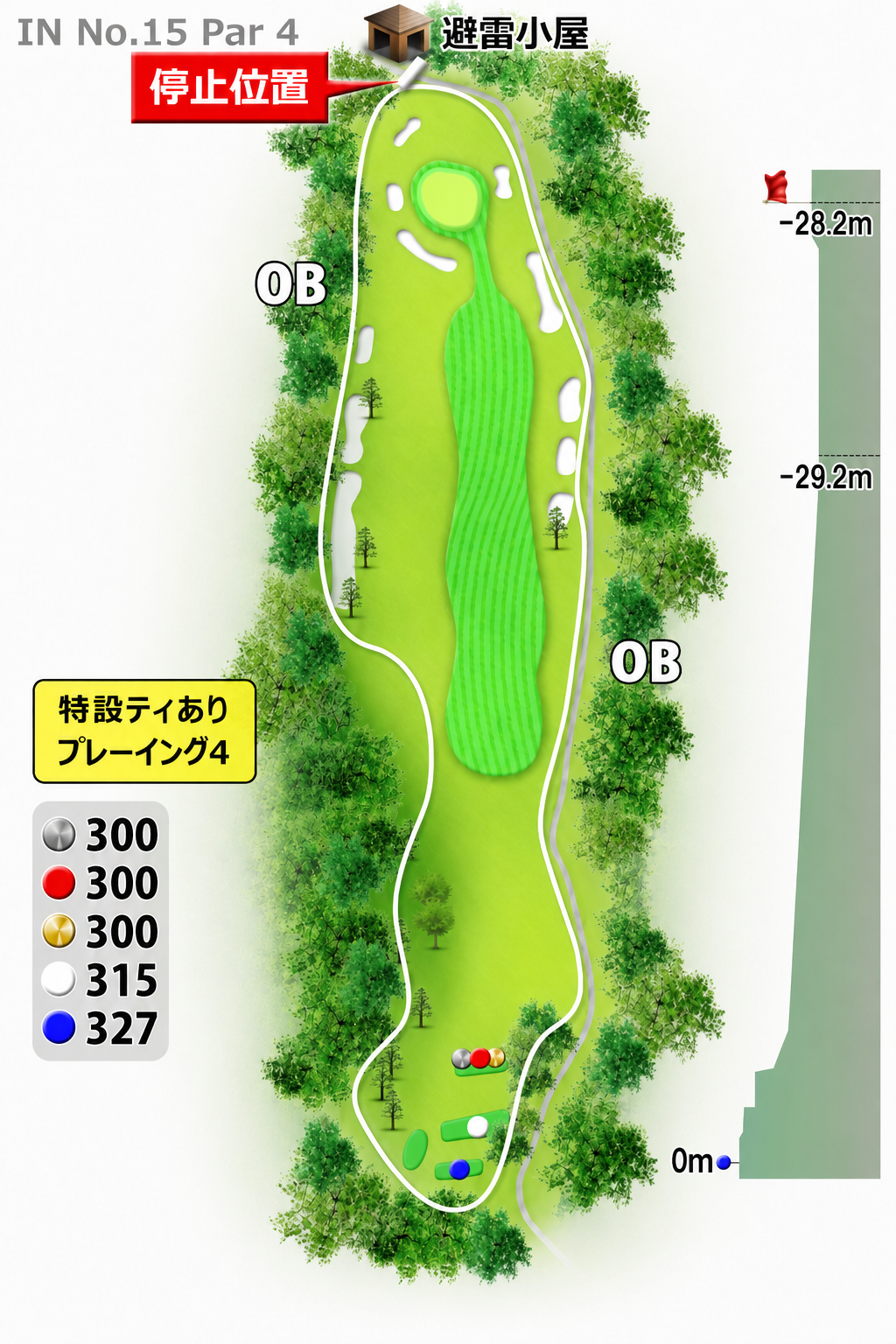 高松カントリー倶楽部 IN15番ホール コース図