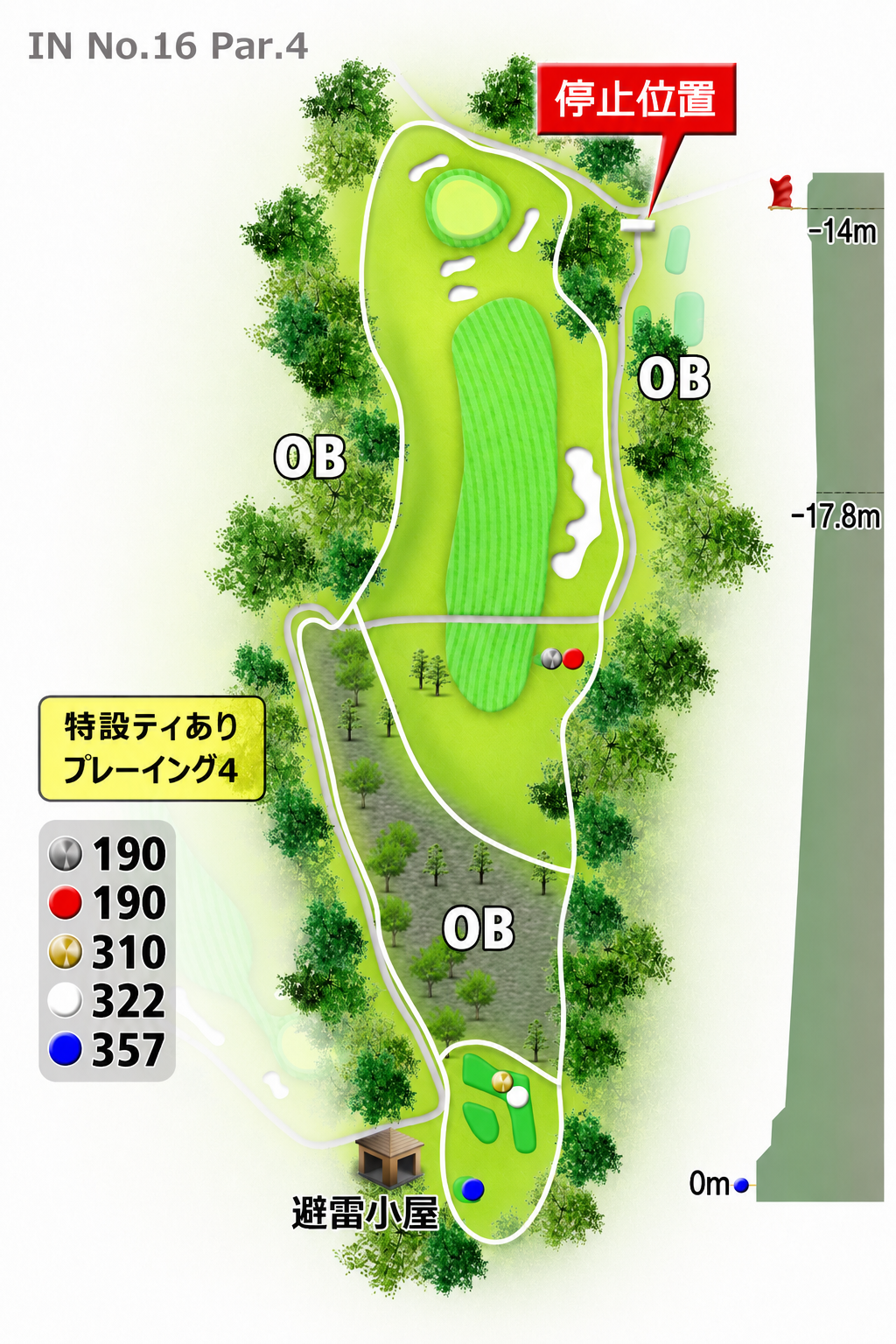 高松カントリー倶楽部 IN16番ホール コース図