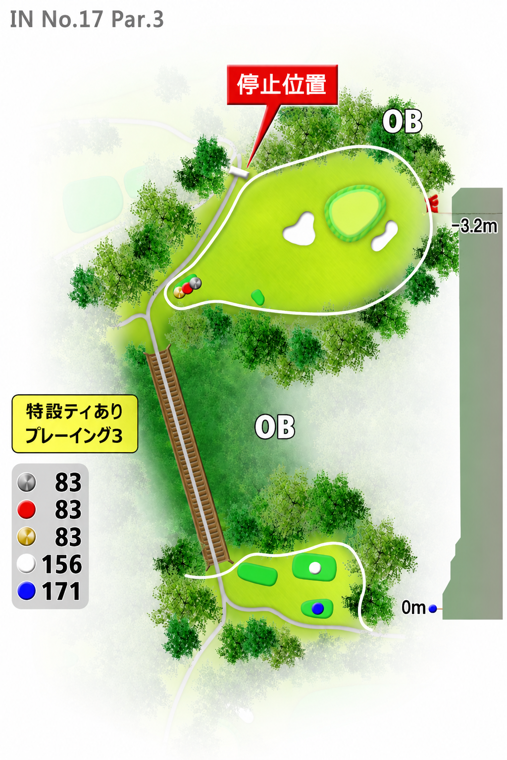 高松カントリー倶楽部 IN17番ホール コース図