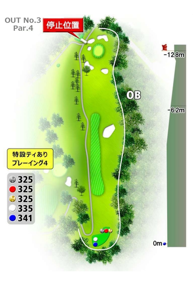 高松カントリー倶楽部 OUT3番ホール コース図