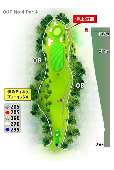 高松カントリー倶楽部 OUT4番ホール コース図