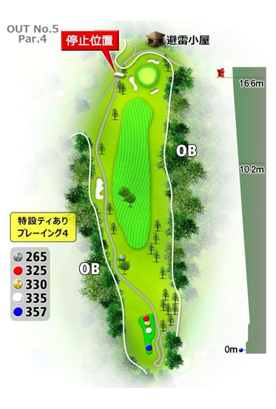 高松カントリー倶楽部 OUT5番ホール コース図