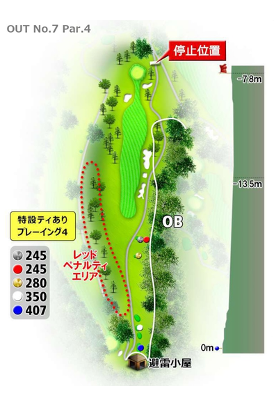 高松カントリー倶楽部 OUT7番ホール コース図
