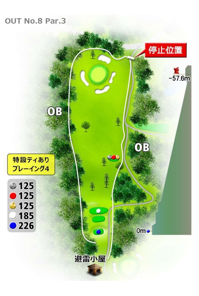 高松カントリー倶楽部 OUT8番ホール コース図