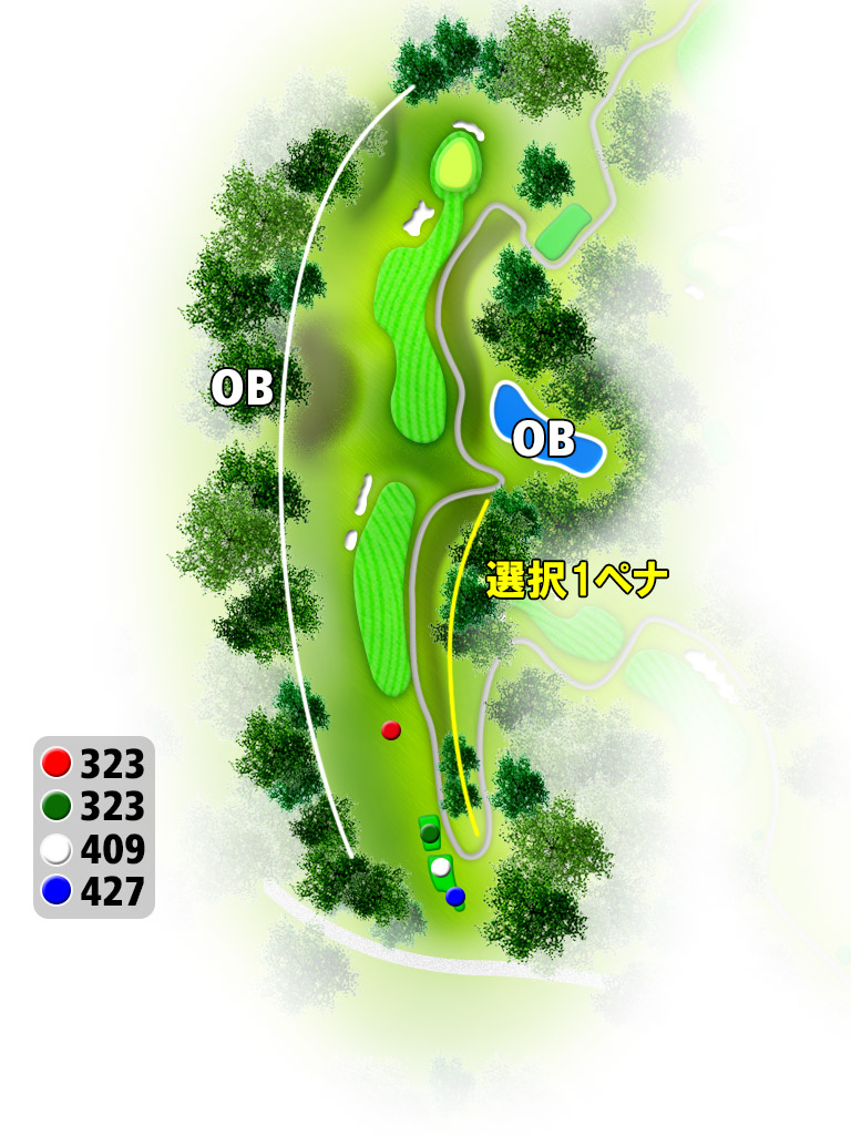 成田東カントリークラブ OUT2番ホール コース図