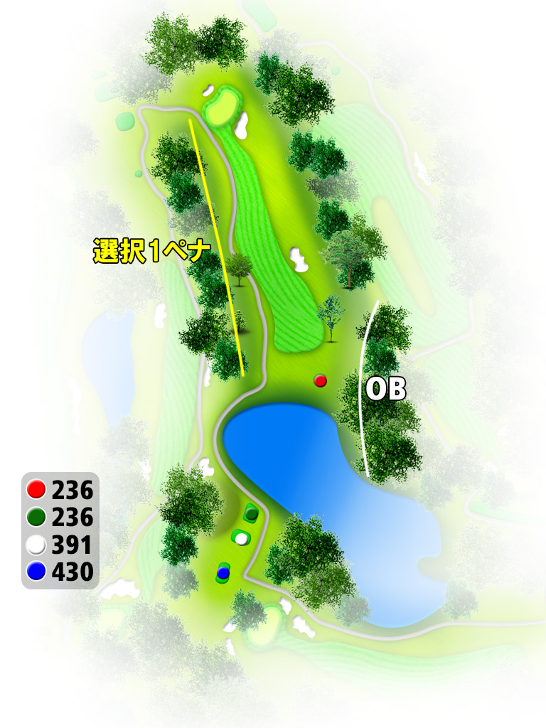 成田東カントリークラブ OUT6番ホール コース図