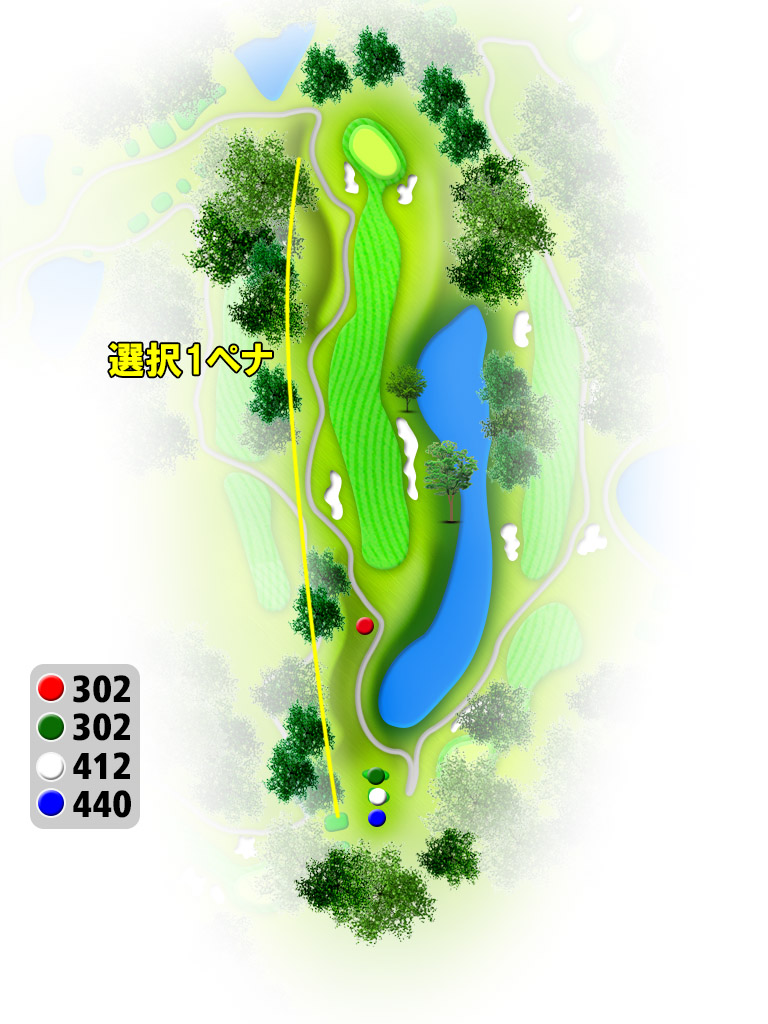 成田東カントリークラブ OUT8番ホール コース図
