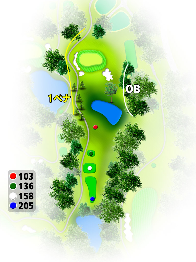成田東カントリークラブ OUT9番ホール コース図