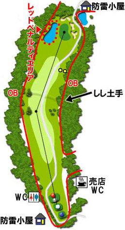 松本カントリークラブ IN13番ホール コース図