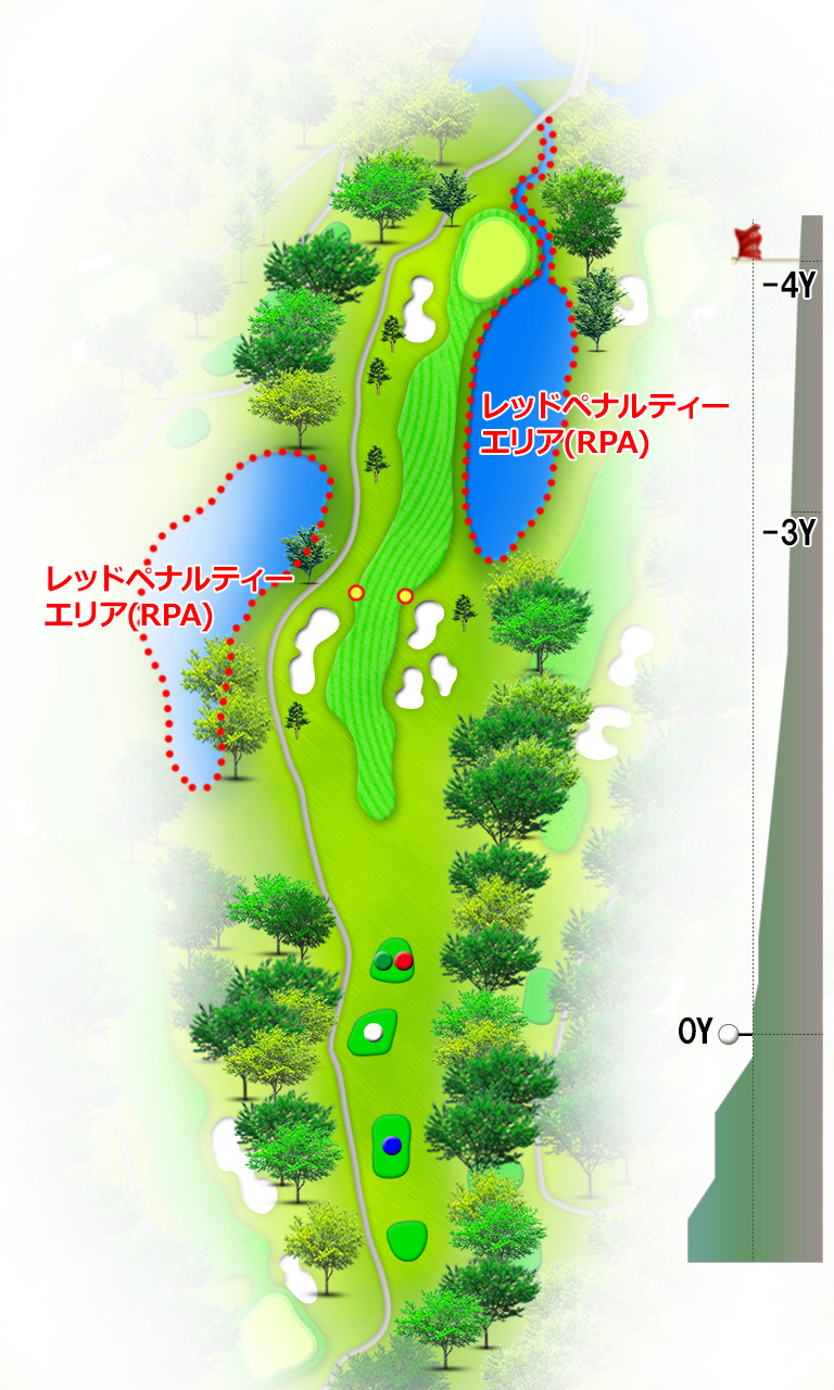 富士市原ゴルフクラブ（旧富士ＯＧＭゴルフクラブ市原コース） IN18番ホール コース図