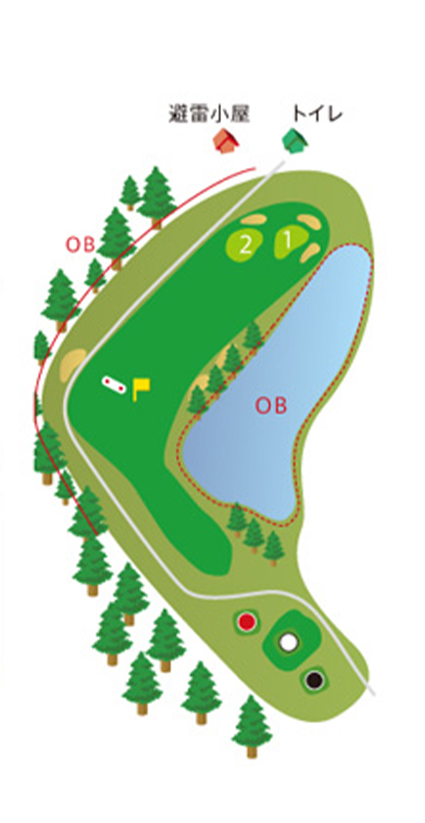板倉ゴルフ場 IN12番ホール コース図