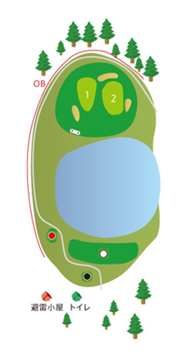 板倉ゴルフ場 IN13番ホール コース図