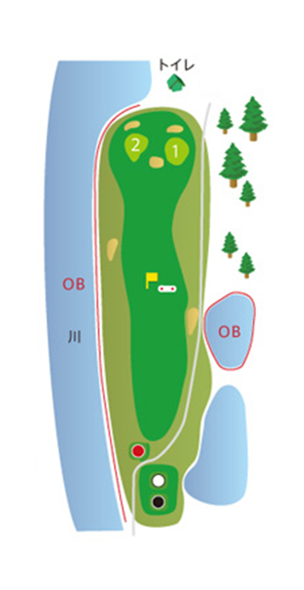 板倉ゴルフ場 IN14番ホール コース図