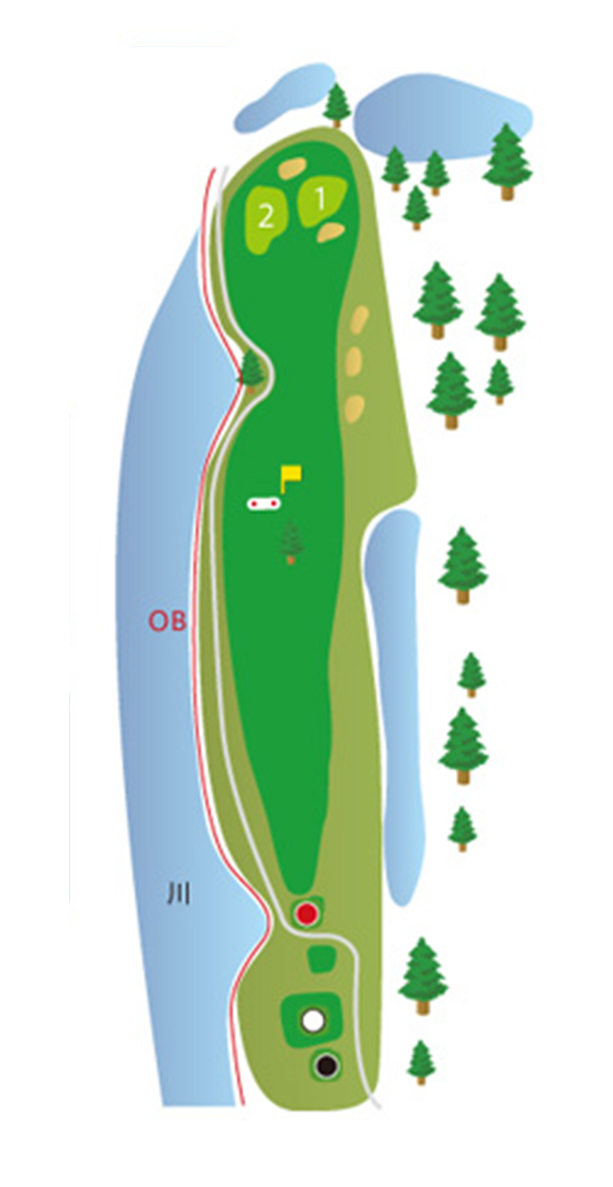 板倉ゴルフ場 OUT9番ホール コース図