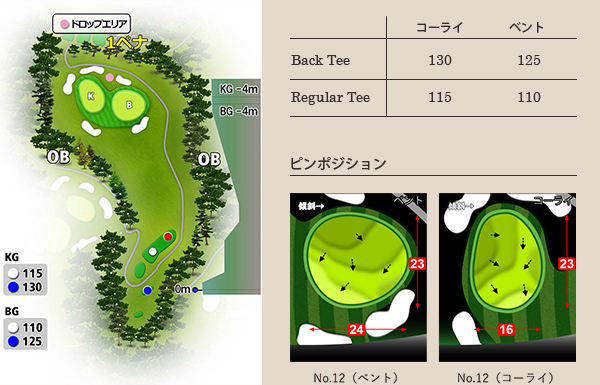 武蔵野ゴルフクラブ IN12番ホール コース図