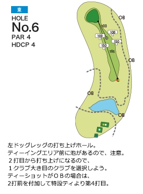 パーシモンカントリークラブ 東6番ホール コース図