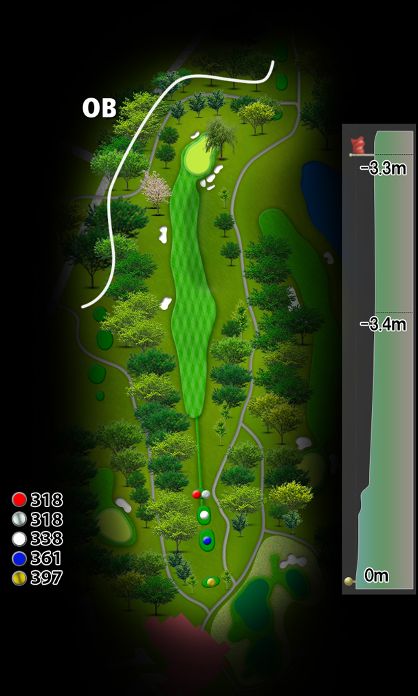 イーグルポイントゴルフクラブ OUT1番ホール コース図