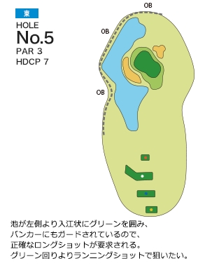 グランドスラムカントリークラブ 東コース5番ホール コース図
