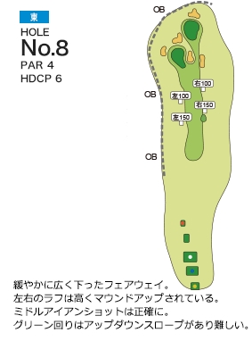 グランドスラムカントリークラブ 東コース8番ホール コース図