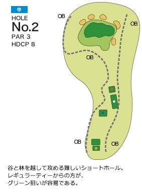 グランドスラムカントリークラブ 中コース2番ホール コース図
