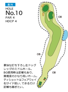 亀山ゴルフクラブ 西コースIN10番ホール コース図
